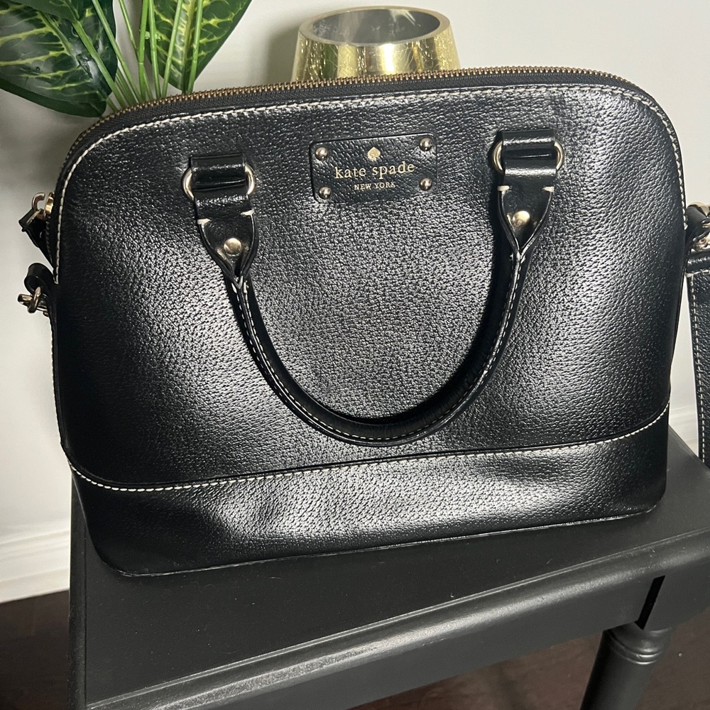 Kate Spade Black Leather Handbag with Structured Design